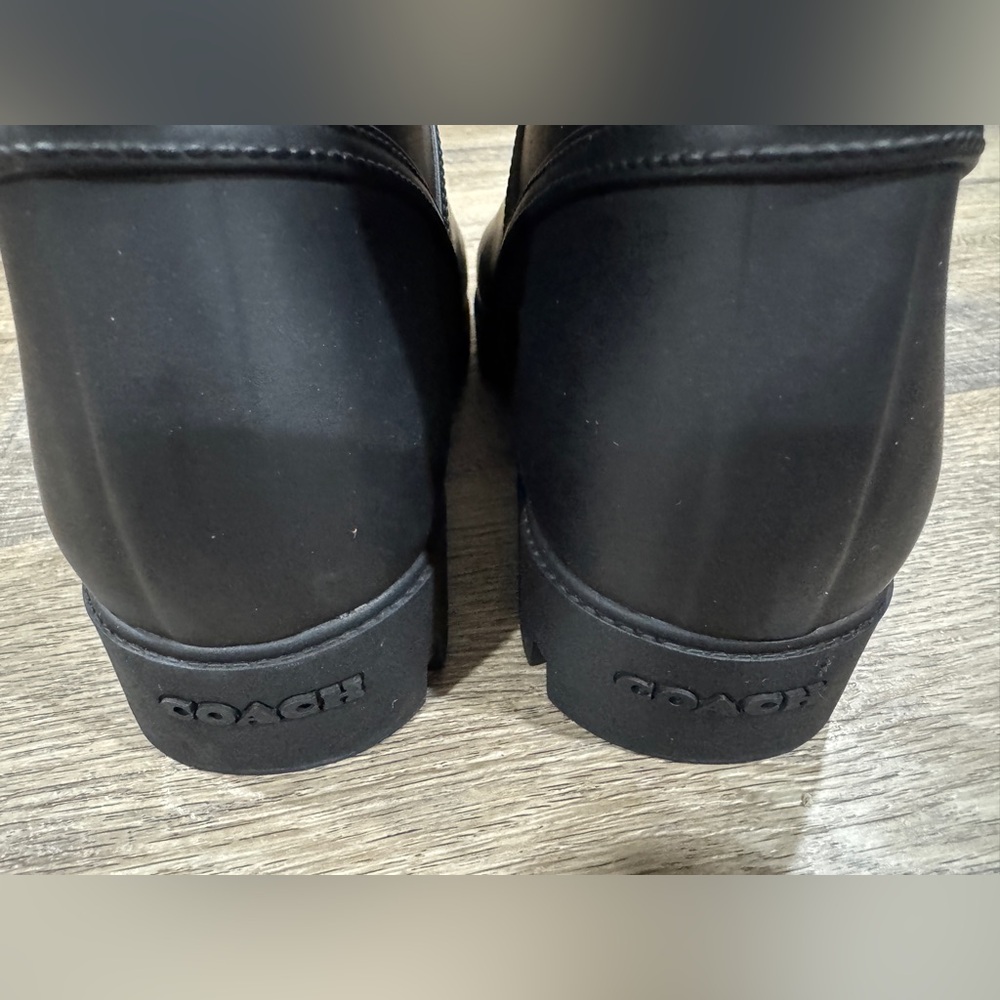 COACH Women's Ryder Rubber Pull On Lug Rain Booties- Black, Women’s Size 9 - Picture 4 of 9